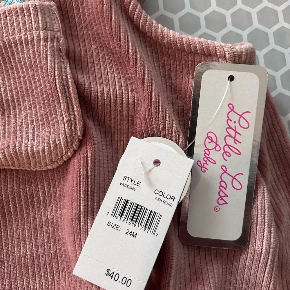 NWT Little Lass Baby Cream and Pink 4 Piece Set with Hat Size 24M - Picture 16 of 16